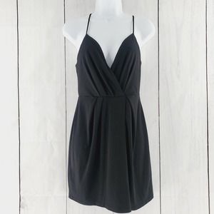 BCBGeneration Wrap V Neck Racer Back Body Con Mini Dress - Black EUC